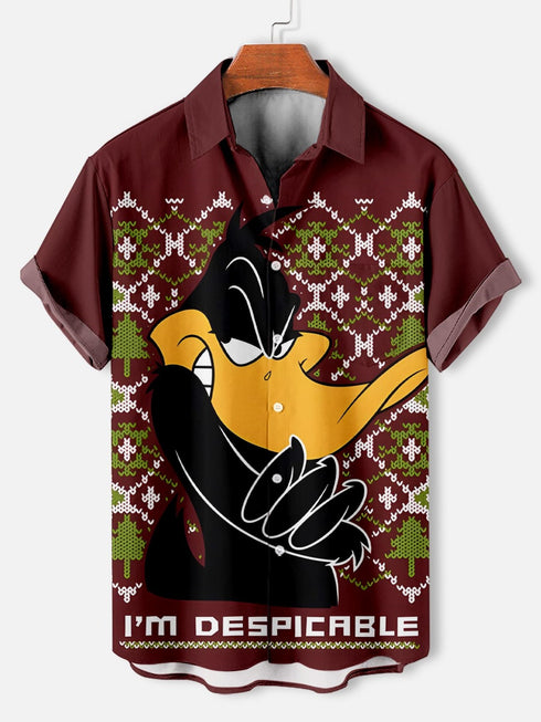 Men's Christmas Cartoon Funny Graphic Short Sleeve Hawaiian Shirt